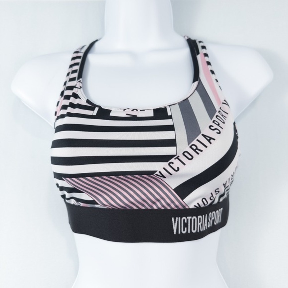 Victorias Secret The Player Racerback Sports Bra Unlined Wireless Stripes Small